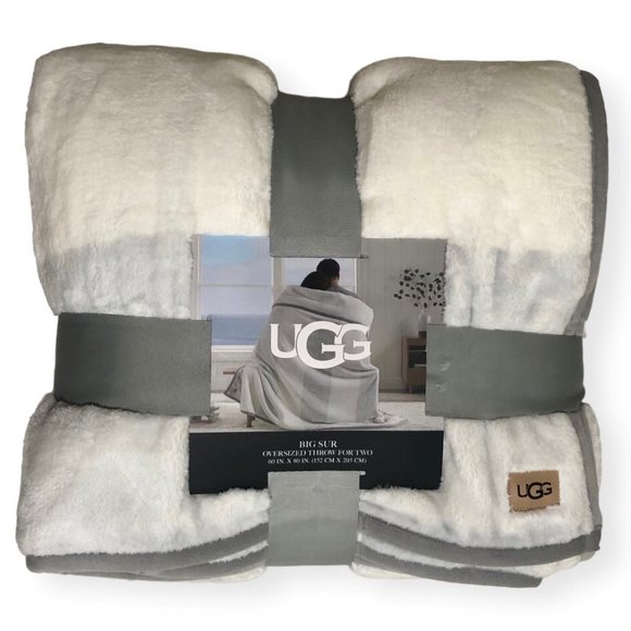 ugg big sur oversized throw blanket in off black